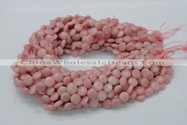 CAS15 15.5 inches 10mm flat round pink angel skin gemstone beads