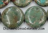 CAT07 15.5 inches 25mm flat round natural aqua terra jasper beads