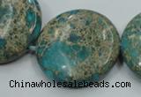 CAT08 15.5 inches 30mm flat round natural aqua terra jasper beads