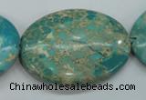 CAT101 15.5 inches 30*40mm oval dyed natural aqua terra jasper beads