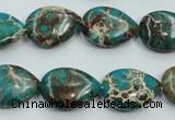 CAT11 15.5 inches 13*18mm flat teardrop natural aqua terra jasper beads