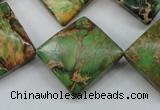 CAT134 22*22mm twisted diamond dyed natural aqua terra jasper beads