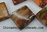 CAT155 22*22mm twisted diamond dyed natural aqua terra jasper beads