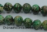 CAT221 15.5 inches 14mm round dyed natural aqua terra jasper beads