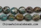 CAT5008 15.5 inches 10mm flat round natural aqua terra jasper beads