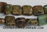 CAT5037 15.5 inches 6*6mm square natural aqua terra jasper beads