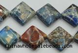 CAT54 15.5 inches 16*16mm diamond dyed natural aqua terra jasper beads