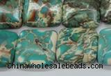 CAT90 15.5 inches 20*20mm square dyed natural aqua terra jasper beads