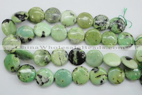 CAU203 15.5 inches 25mm flat round Australia chrysoprase beads