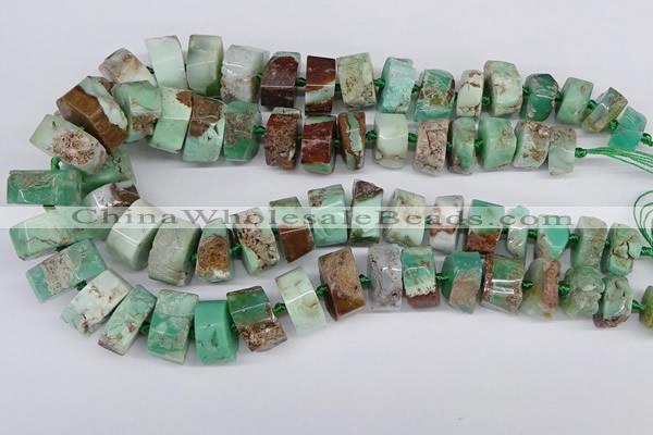 CAU430 10*15mm - 12*25mm faceted tyre Australia chrysoprase beads