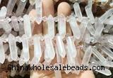 CBBS106 Top drilled 6*20mm - 8*30mm hexahedral prism rose quartz beads