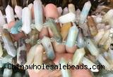 CBBS122 Top drilled 6*20mm - 11*35mm hexahedral prism colorful amazonite beads