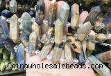 CBBS125 Top drilled 6*20mm - 11*35mm hexahedral prism sodalite beads