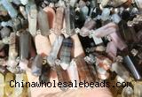 CBBS128 Top drilled 6*20mm - 11*35mm hexahedral prism wooden jasper beads
