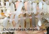 CBBS129 Top drilled 6*20mm - 11*35mm hexahedral prism sakura agate beads