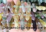 CBBS135 Centre drilled 6*20mm - 11*35mm hexahedral prism fluorite beads
