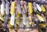 CBBS137 Centre drilled 6*20mm - 11*35mm hexahedral prism mookaite beads