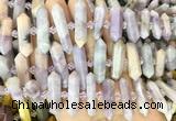 CBBS143 Centre drilled 6*20mm - 11*35mm hexahedral prism lepidolite beads