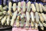 CBBS144 Centre drilled 6*20mm - 11*35mm hexahedral prism green dragon jasper beads