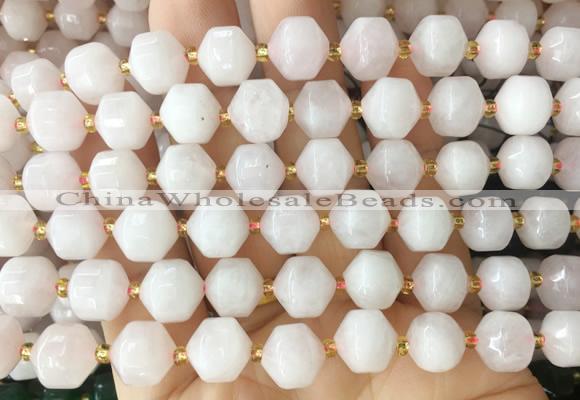 CCBS152 15 inches 10mm faceted prism rose quartz beads wholesale