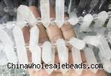 CBBS162 Top drilled 8*28mm - 9*30mm hexahedral prism Angola crystal quartz beads