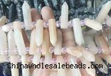 CBBS165 Top drilled 8*28mm - 9*30mm hexahedral prism pink aventurine beads