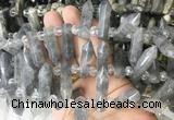 CBBS169 Top drilled 8*28mm - 9*30mm hexahedral prism cloudy quartz beads