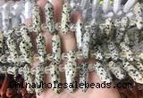 CBBS181 Top drilled 8*28mm - 9*30mm hexahedral prism dalmatian jasper beads
