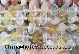 CBBS196 Centre drilled 7*16mm - 11*25mm hexahedral prism yellow gum flower crystal beads