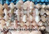 CBBS198 Centre drilled 7*16mm - 11*25mm hexahedral prism sunstone beads wholesale