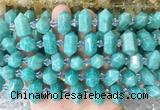 CBBS204 Centre drilled 7*16mm - 11*25mm hexahedral prism amazonite beads wholesale