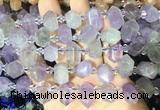 CBBS210 Top drilled 7*16mm - 11*25mm hexahedral prism lavender amethyst beads wholesale