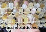 CBBS212 Top drilled 7*16mm - 11*25mm hexahedral prism yellow gum flower crystal beads