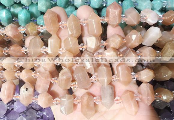 CBBS214 Top drilled 7*16mm - 11*25mm hexahedral prism sunstone beads wholesale