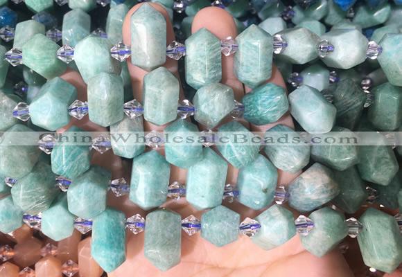CBBS219 Top drilled 7*16mm - 11*25mm hexahedral prism amazonite beads wholesale