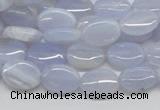 CBC09 15.5 inches 10*14mm oval blue chalcedony beads wholesale