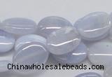 CBC10 15.5 inches 13*18mm oval blue chalcedony beads wholesale