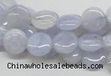 CBC12 15.5 inches 12mm flat round blue chalcedony beads wholesale