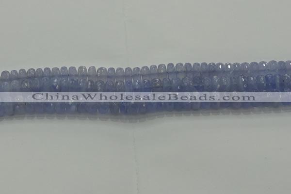CBC447 15.5 inches 6*10mm faceted rondelle blue chalcedony beads