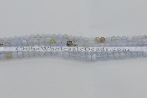 CBC460 15.5 inches 4mm round blue chalcedony gemstone beads