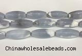 CBC783 15.5 inches 18*45mm rice blue chalcedony beads