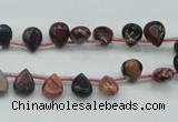 CBD15 6*8mm top-drilled teardrop brecciated jasper gemstone beads