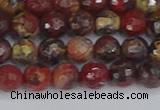 CBD369 15.5 inches 6mm faceted round brecciated jasper beads