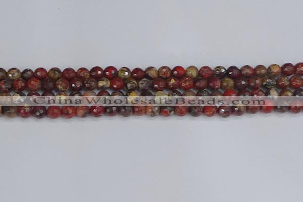 CBD369 15.5 inches 6mm faceted round brecciated jasper beads