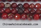 CBD375 15.5 inches 4mm faceted round poppy jasper beads