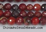 CBD376 15.5 inches 6mm faceted round poppy jasper beads