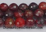 CBD377 15.5 inches 8mm faceted round poppy jasper beads