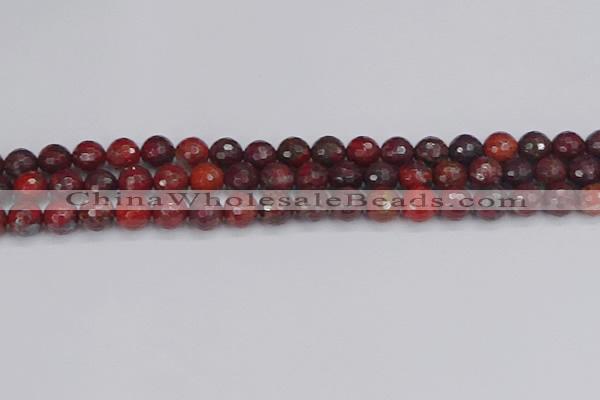 CBD377 15.5 inches 8mm faceted round poppy jasper beads