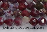 CBD383 15.5 inches 6mm faceted nuggets brecciated jasper beads