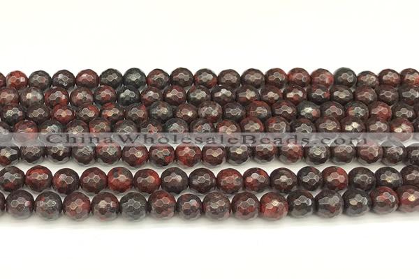 CBD390 15 inches 6mm faceted round brecciated jasper beads